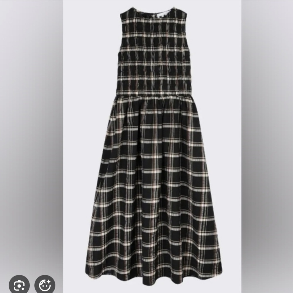 Wray Plaid Flor Dress in Night Plaid Black Brown Sleeveless Size Small